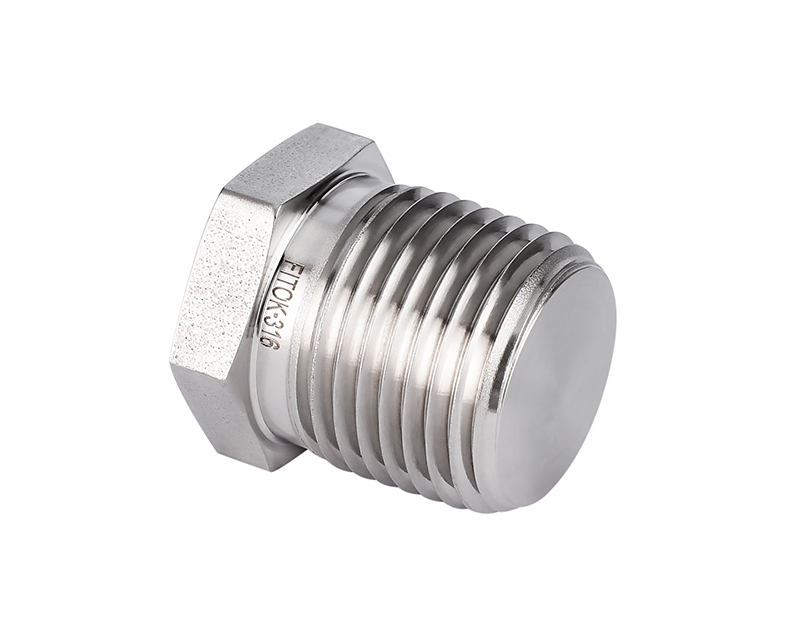 316 SS Pipe Fitting, 1/4"  Male ISO Tapered Thread Plug,Hex Head Type