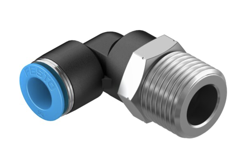 Push in koppeling - 3/8"M - 8mm - 90° bocht 