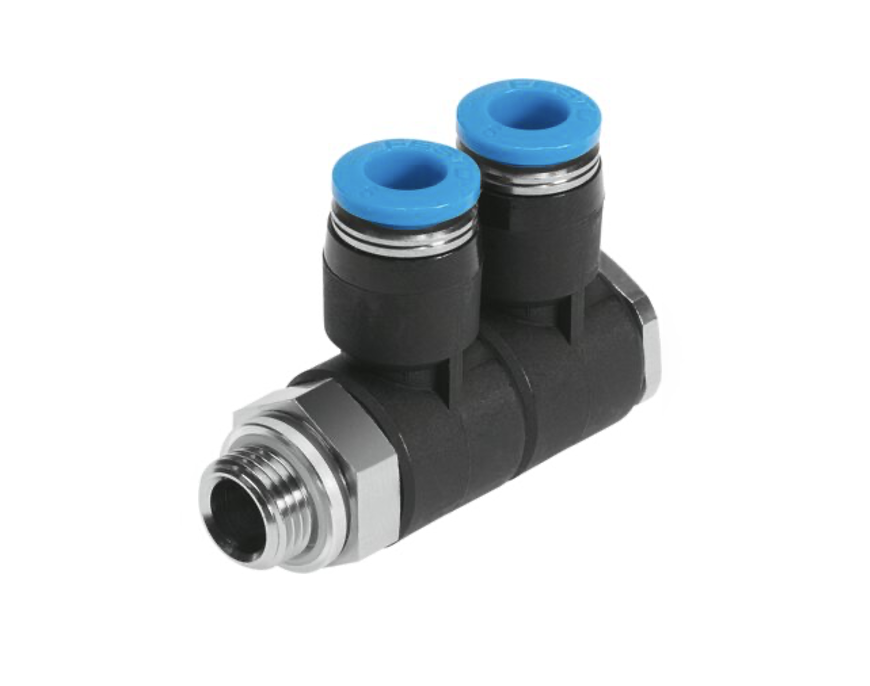 Push in verdeler 1/4"M - 2x Ø8 mm (positioneerbaar)