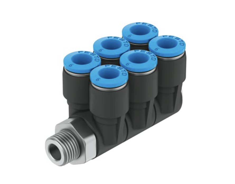 Push in verdeler 6 x Ø6 mm - 1/4"M