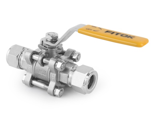 [BGSS-ML28-20-Obsolete] Ball Valve, Body: 316SS/CF8M, MWP: 1,000psig, Seat: PTFE, Conn.: 28mm x 28mm  Tube OD, 2-Ferrule, Orifice:20mm, Cv:50, SS Lever Handle, 3-Piece Bolted Body