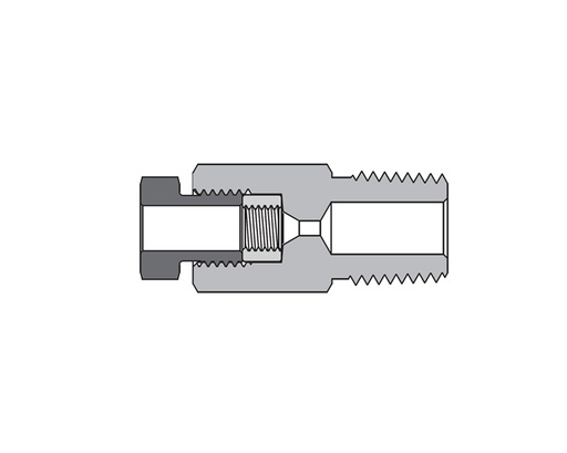 [SS-FMA-MF6-NS8] 316 SS, FITOK AMH Series Adapter Fitting, Female to Male, 3/8" Female 20M Series Medium Pressure Coned and Threaded Connection × 1/2 Male NPT