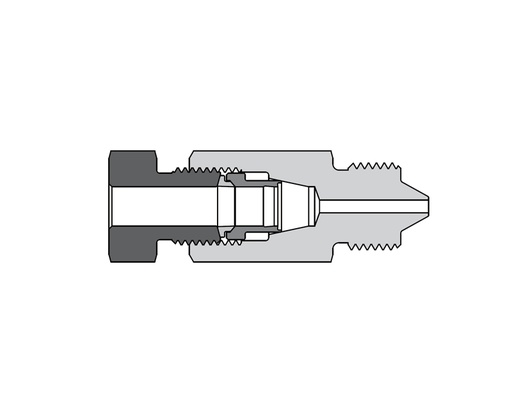 [SS-FMA-DFF2-HM4] 316 SS, AMH Series Adapter Fitting, Female to Male, 1/8" Female 20D Series Medium Pressure Tube Fitting × 1/4" Male 60 Series High Pressure Coned and Threaded Connection